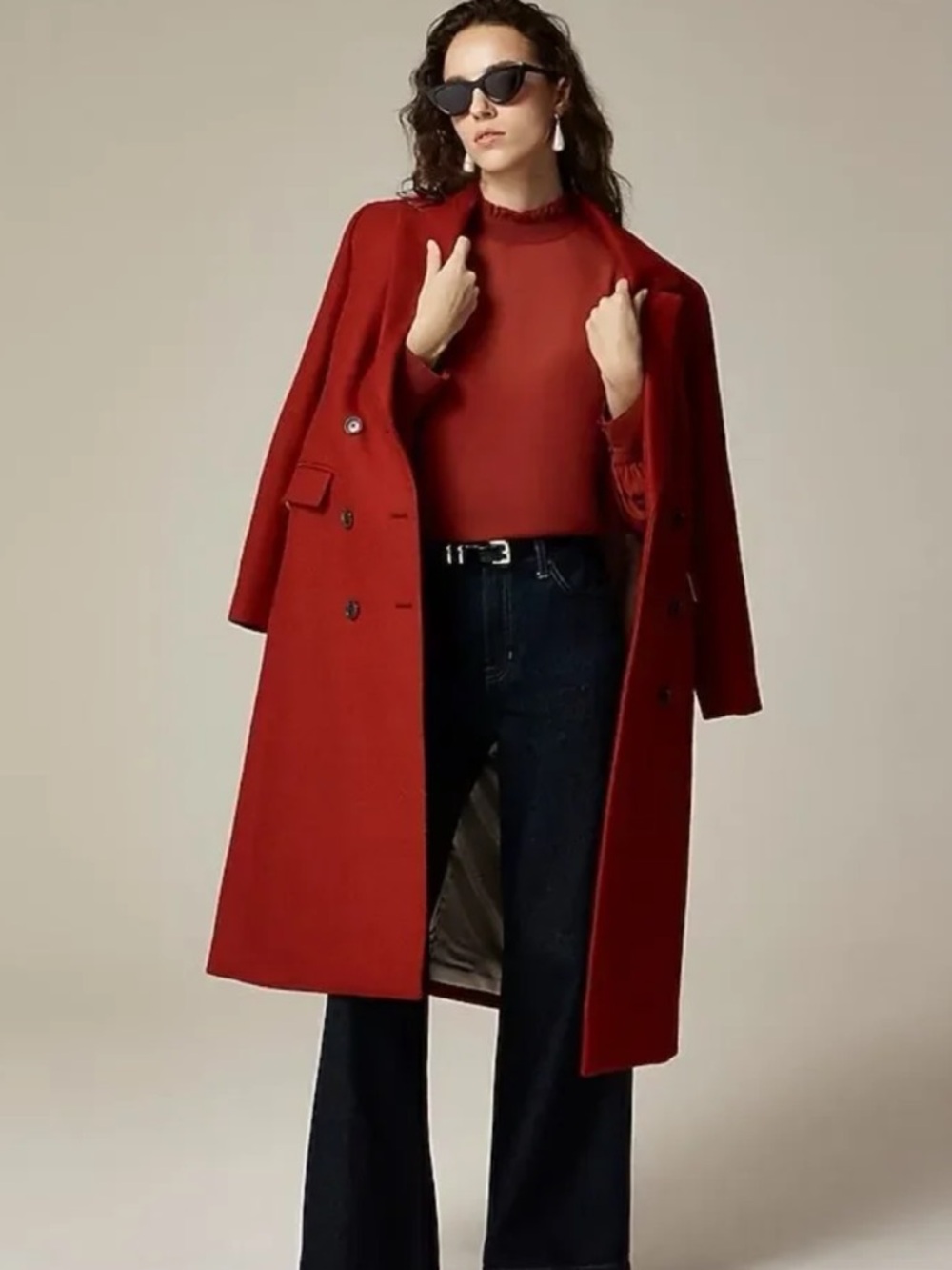 J CREW Ruffleneck top in chiffon red - Picture 2 of 5